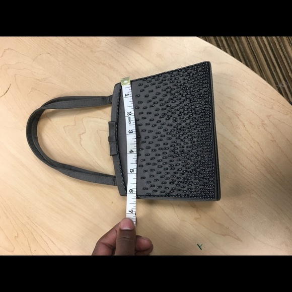 Gunmetal grey beaded purse (CONVERTS TO CROSSBODY) sku 3006 - Picture 4 of 11